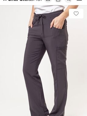 *Women's Drawstring Cargo Scrub Pants - Charcoal Size Medium Long